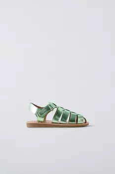 Металлические сандалии ZARA, зеленый