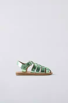 Металлические сандалии ZARA, зеленый