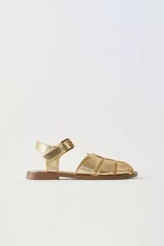 Металлические сандалии ZARA, золото