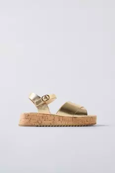 Металлические сандалии ZARA, золотой