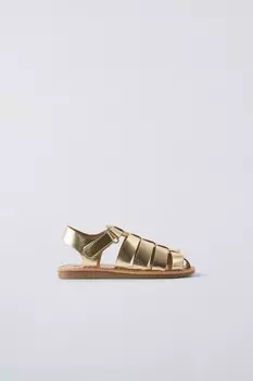 Металлические сандалии ZARA, золотой