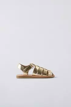 Металлические сандалии ZARA, золотой