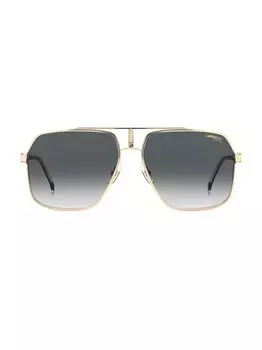 Металлические солнцезащитные очки 62MM с геометрическим рисунком Carrera, золотой
