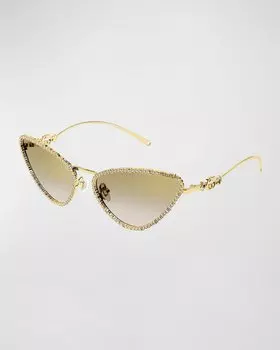 Металлические солнцезащитные очки «кошачий глаз» с декором GG Star Gucci, цвет Gold