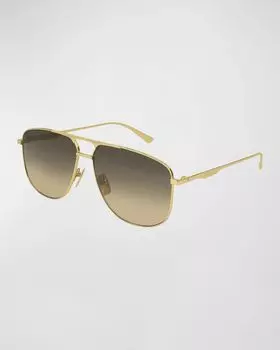 Металлические солнцезащитные очки-пилоты, золотистые Gucci, цвет Gold