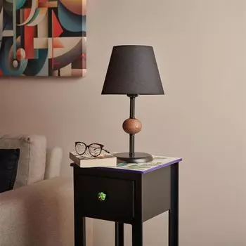 Металлический абажур Safir Light с деревянной деталью - черный - 43x25x25 см