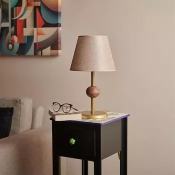 Металлический абажур Safir Light с деревянными деталями - Антиквариат - 43x25x25 см