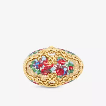 Металлический клатч золотистого цвета с кристаллами egg filigree savonnerie Judith Leiber Couture, мультиколор