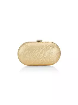 Металлический кожаный клатч Alba с тиснением под змею Chiara Boni, золотой