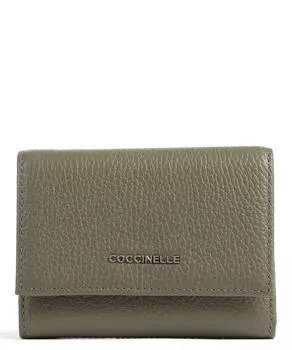 Металлический мягкий кошелек из зерненой яловой кожи. Coccinelle, зеленый