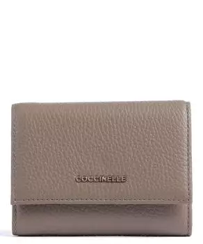 Металлический мягкий кошелек из зерненой яловой кожи. Coccinelle, коричневый