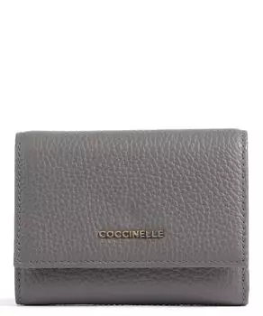 Металлический мягкий кошелек из зерненой яловой кожи. Coccinelle, серый