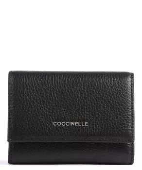 Металлический мягкий кошелек из зерненой яловой кожи. Coccinelle, черный