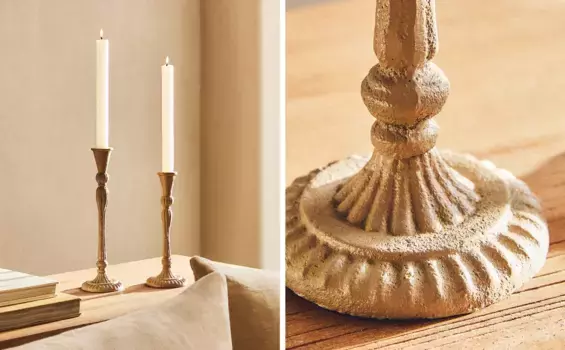Металлический подсвечник Zara Home, бежевый