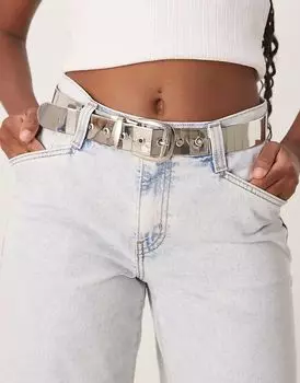 Металлический ремень для джинсов ASOS DESIGN серебристого цвета