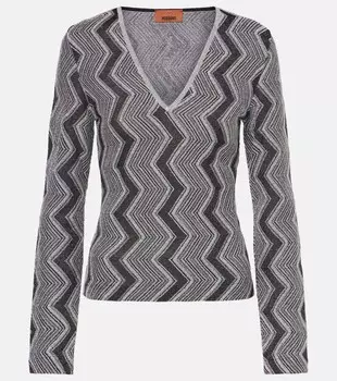 Металлический свитер с узором «зигзаг» Missoni, цвет black and silver