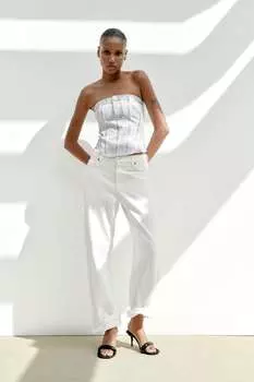 Металлический топ без бремеел ZARA, серебряный