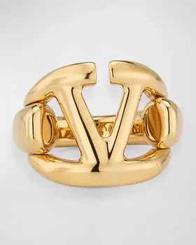 Металлическое фирменное кольцо с логотипом Valentino Garavani, цвет Gold