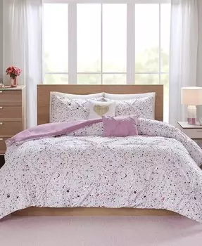 Металлик Abby с защипами, 4 предмета. Комплект одеял, Twin/Twin XL Intelligent Design, фиолетовый