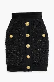 Металлизированная мишура и мини-юбка эластичной вязки BALMAIN, черный