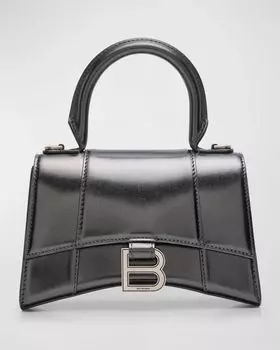 Металлизированная сумка Hourglass XS Balenciaga, цвет 1314 Steel Grey
