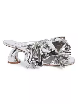 Металлизированные кожаные сандалии 60MM Dries Van Noten, серебряный