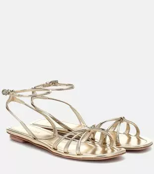 Металлизированные кожаные сандалии Prada, Pirite