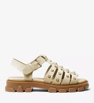Металлизированные кожаные сандалии с заклепками Michael Michael Kors Jagger, светло-бежевый