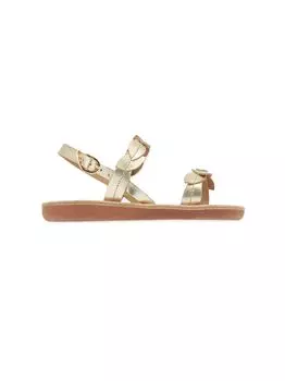 Металлизированные кожаные сандалии в виде листьев для маленьких девочек Ancient Greek Sandals