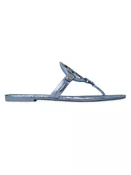 Металлизированные сандалии Miller с тиснением под крокодила Tory Burch, синий