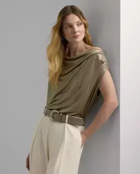 Металлизированный женский топ с элегантными складками Lauren Ralph Lauren, золотой