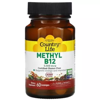 Метилированный Витамин B12 Country Life со вкусом вишни, 60 пастилок