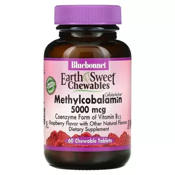 Метилкобаламин Bluebonnet Nutrition EarthSweet Chewables CellularActive малина, 60 жевательных таблеток