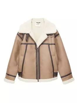 Межсезонная куртка Pull&Bear, шоколадный/светло-коричневый