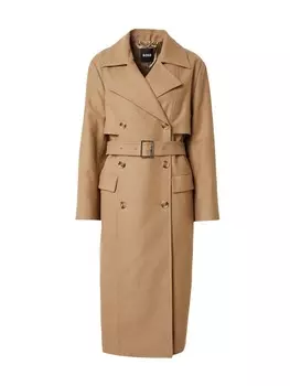 Межсезонное пальто BOSS Between-Seasons Coat Caspina, пятнистый бежевый