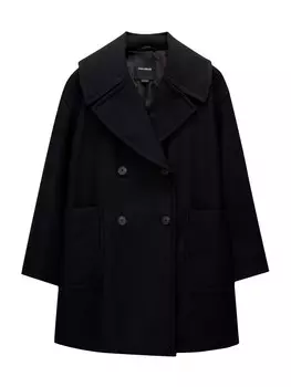 Межсезонное пальто Pull&Bear, темно-синий