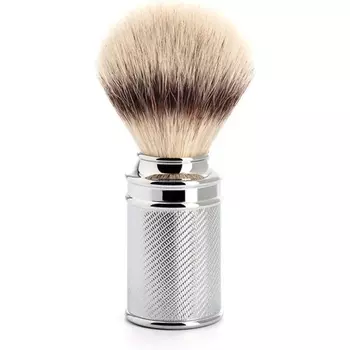 MHLE TRADITIONAL Помазок для бритья с серебристым наконечником и хромированной металлической ручкой