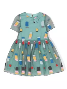 Mi Mi Sol платье из тюля с вышивкой, синий