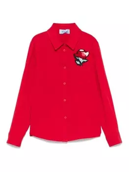 Mi Mi Sol рубашка с цветочной аппликацией, красный