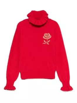 Mi Mi Sol свитер с жаккардовой розой, красный