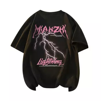 Mianzhi Хлопковая футболка унисекс, Черный/Серый