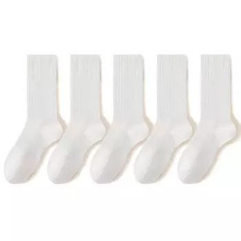 Mianzhuwu B&C.Room Носки до колена унисекс из хлопка и бамбука House B&C.Room, Пять пар (белые*5)