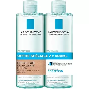 Мицеллярная вода Effaclar Ultra для жирной кожи 400 мл - упаковка из 2 шт. La Roche-Posay