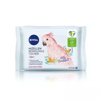 Мицеллярные очищающие салфетки 3в1 Hello Beautiful с витамином Е, 25 шт., Nivea