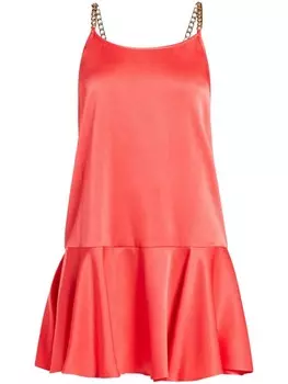 Michael Kors атласное мини-платье с баской и подолом, розовый