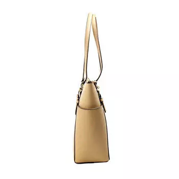 Michael Kors Charlotte Camel Большая кожаная женская сумка-тоут на молнии сверху, мультиколор