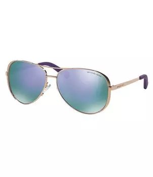 Michael Kors Chelsea Flash Mirror Металлические солнцезащитные очки-авиаторы, фиолетовый