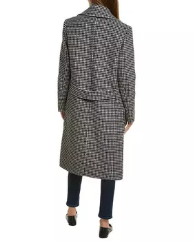 Michael Kors Collection Dogtooth Шерстяное пальто Melton, черный