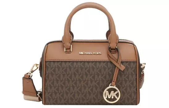 MICHAEL KORS Дорожная сумка-мессенджер Boston из ПВХ, через плечо, на одно плечо, стандартная женская, коричневого цвета