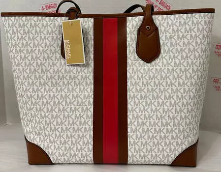 Michael Kors Eva MK Signature Сумка из ПВХ-нейлона с чехлом, цвет dahlia pink/multi/gold